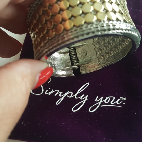 Gold-tone Pin Dot Large Cuff Bracelet - Picture 5 of 5